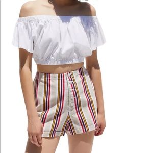 Urban Outfitters Molly Striped Button Fly Shorts